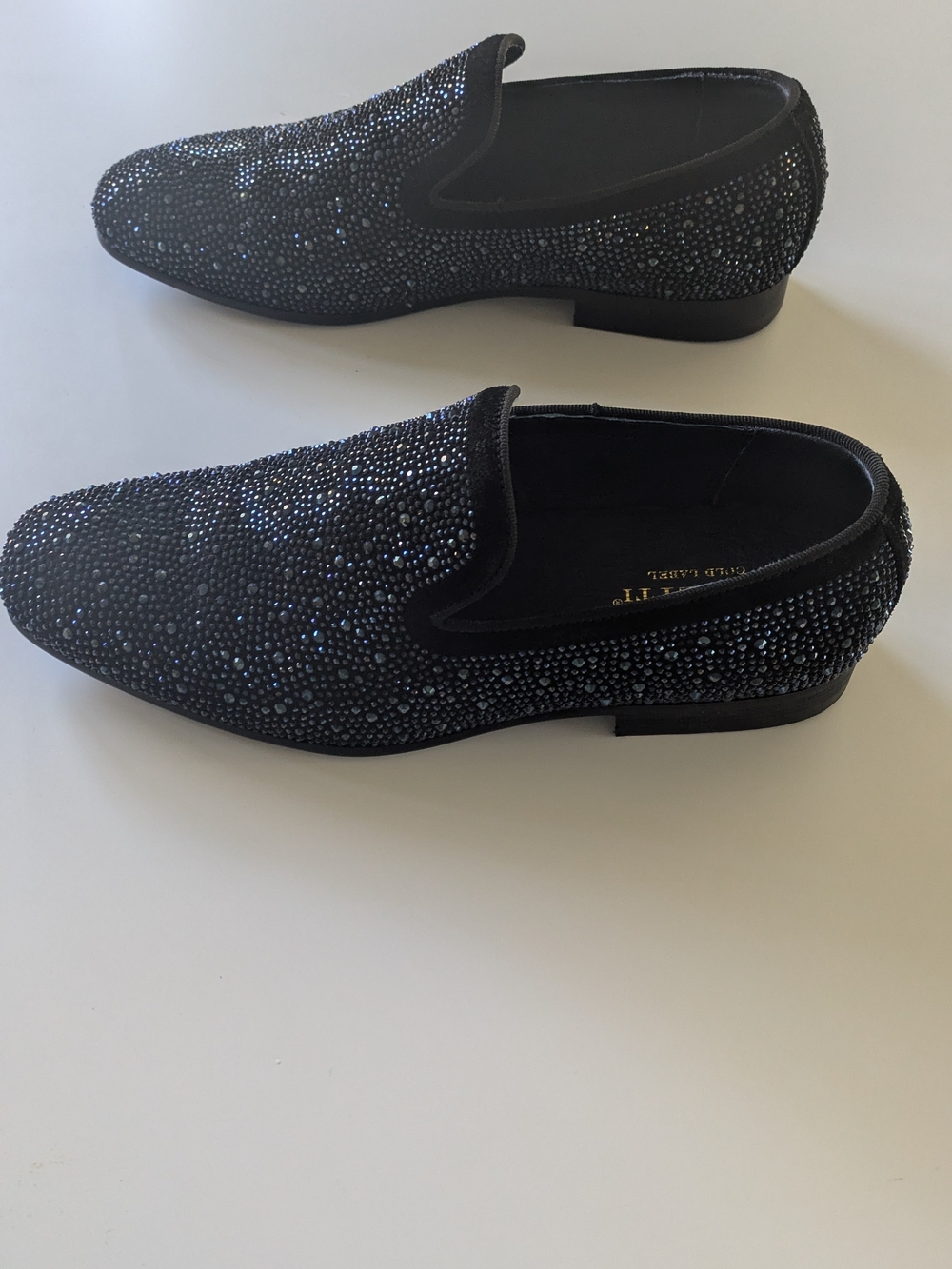 Men's Navy Crystal-Embellished Slip-On Loafers